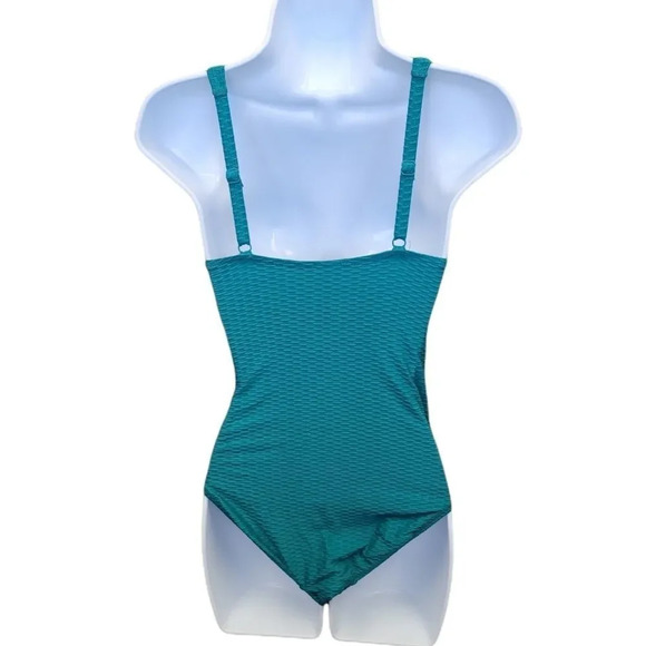 NIPTUCK Omega Teal Texture Joanne Twist Front Design Tummy Control One Piece - Picture 5 of 9